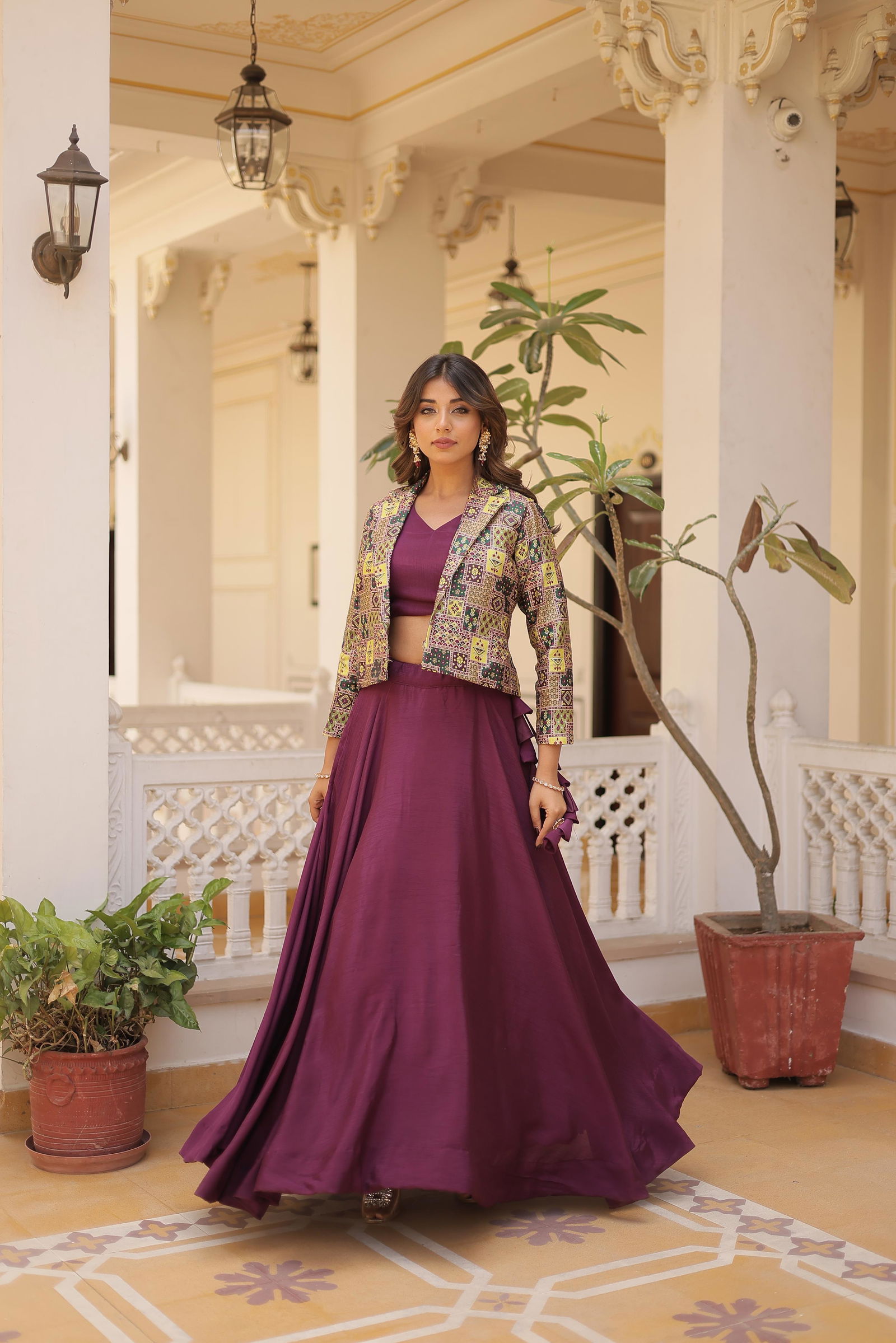 KA 5033 Chinon Printed Designer Indo Western Wholesale Price In Surat